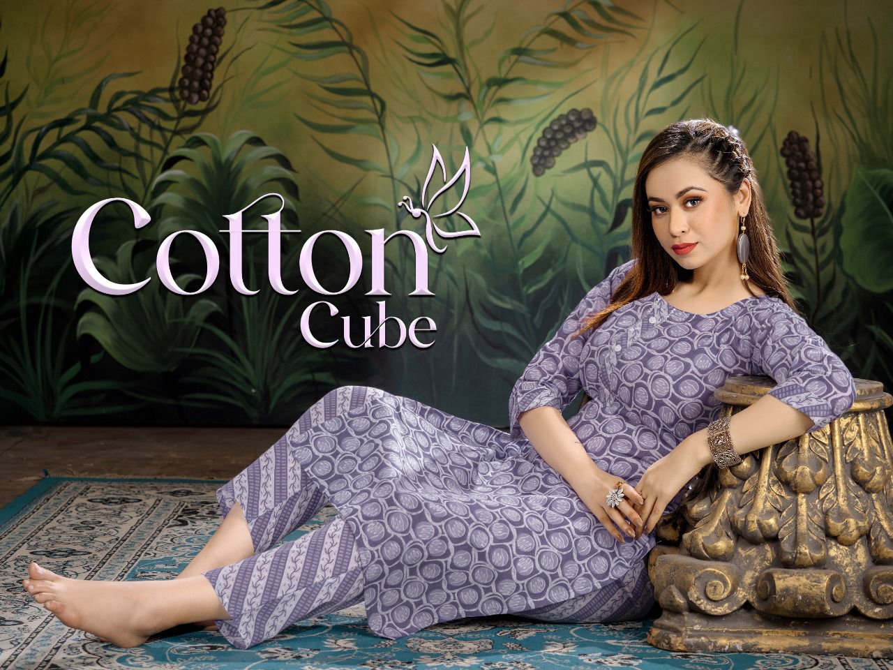Cotton Cube 101 Cotton Printed Ethnic Wear Kurti With Pant Collection